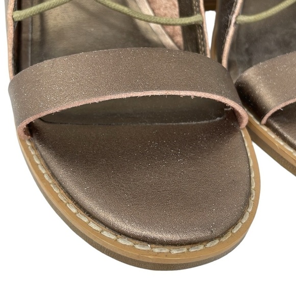 Free People Heels Women's 11 Bronze Gold Lace Up Open Toe Gladiator Pumps - Picture 9 of 17